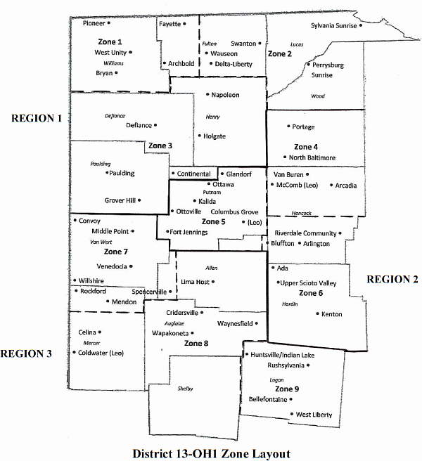 Lions District OH1 Zone Map